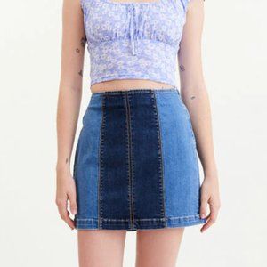 Pacsun Dual Blue Panel Denim Mini Skirt